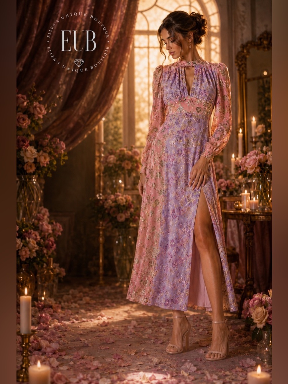 LoveShackFancy Starling Amethyst Dusk Velvet Floral Maxi Dress 10 New With Tags